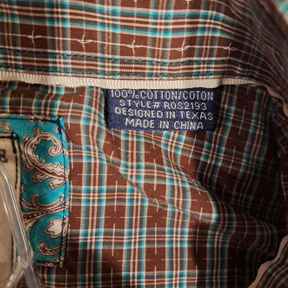 Panhandle Rough Stock long-sleeved Cowboy Western button-up shirt pearl snaps XL - Picture 7 of 9